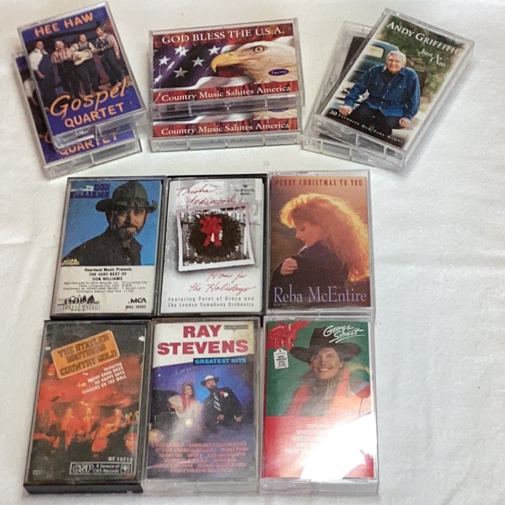 FINAL SALE PRICE 12 Pc Country & Christmas Cassette Tape Lot